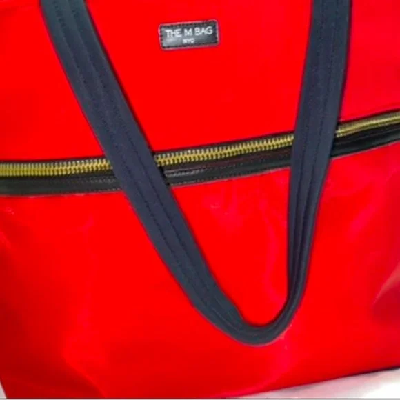Rare The M Bag NYC Red Tote Zip Carryall Techwear Red Nylon Utility Travel Bag - Picture 12 of 16
